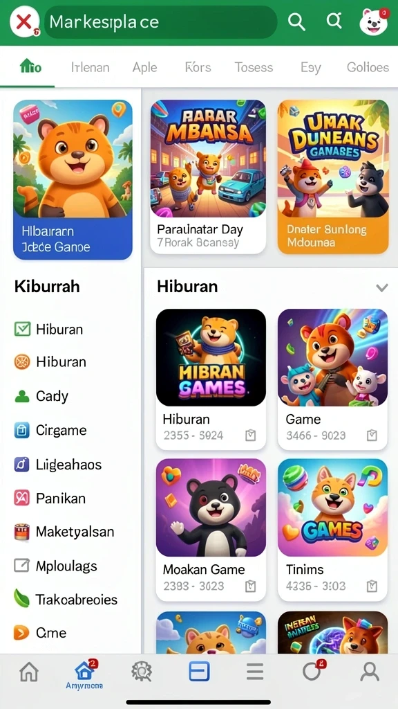 Berbagai pilihan permainan yang menarik untuk dimainkan.